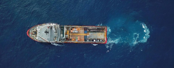 ariel view of a offshore support vessel